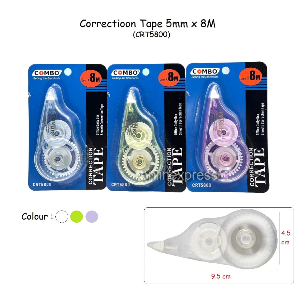 

Correction Tape 5 mm x 8 M / Pita Koreksi Tip Ex Kertas CRT-5800 Combo