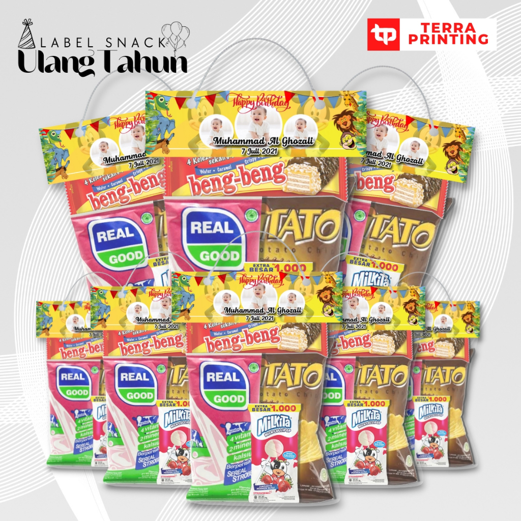 

LABEL BINGKISAN SNACK ULANG TAHUN - CUSTOM FOTO & NAMA