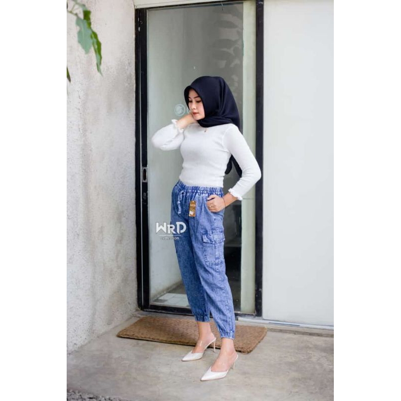 JOGER CARGO SNOW-CELANA JOGER CARGO JEANS-CELANA JOGER JEANS WANITA-JOGER CARGO SNOW