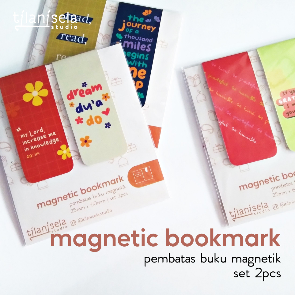 magnetic bookmark set 2pcs | pembatas buku magnetik islami | tilanisela studio