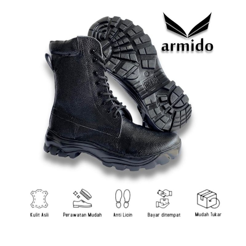 ARMIDO Sepatu PDL KULIT JERUK TNI POLRI SECURITY SEPATU PDL LINMAS KULIT JERUK SEPATU PDL TNI KULIT 