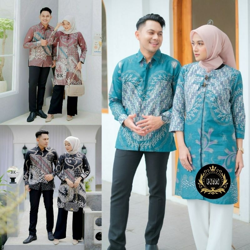 Batik Tunik Couple Atasan Batik Couple Baju Batik Couple Modern Motif Giandra M L XL XXL XXXL JUMBO