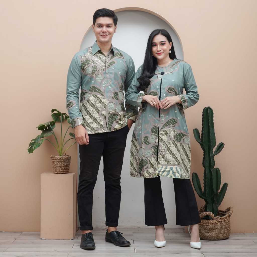Batik Couple Motif Sidomulyo (NAYARA_BATIK) - Baju Batik Couple Batik Tunik Couple Modern Set Pakaia