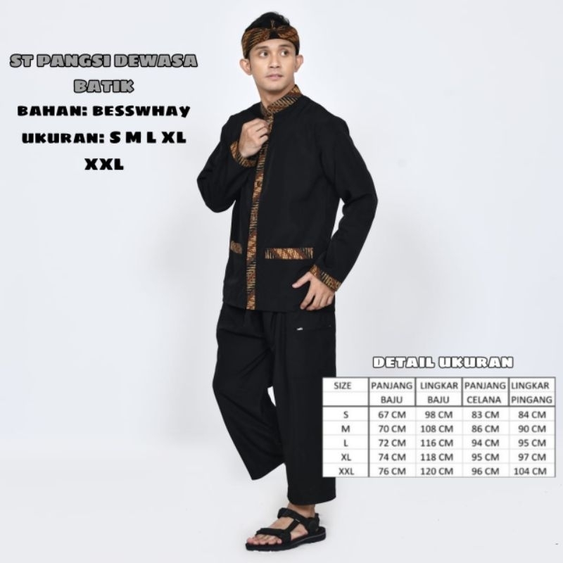 SETELAN PANGSI DEWASA JUMBO XXXL SET PANGSI BIG SIZ POLOS MOTIP BATIK BAJU PANGSI SUNDA SET KANTOR  