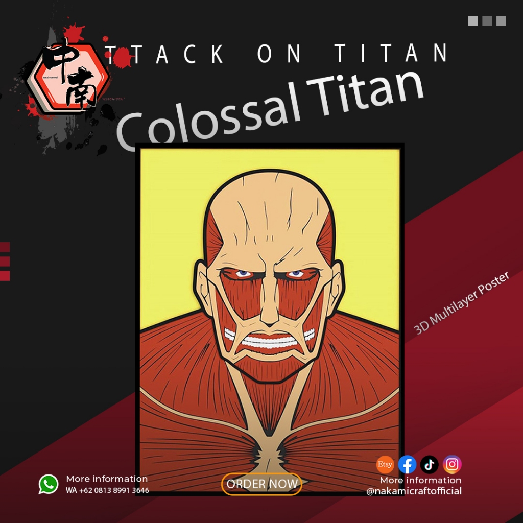 Poster 3D Multilayer Attack On Titan Colossal Titan
