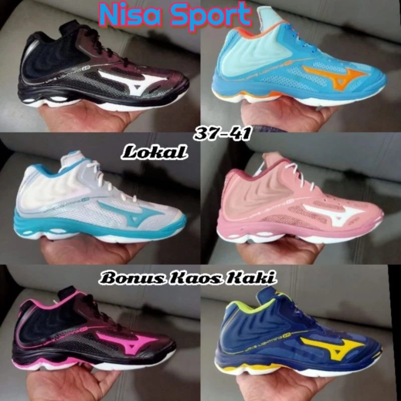 Sepatu Volly Wave Lightning Z6 Mid Lokal Terbaru Murah/Sepatu Mizuno Wlz6 Mid Khusus Wanita Lokal Be