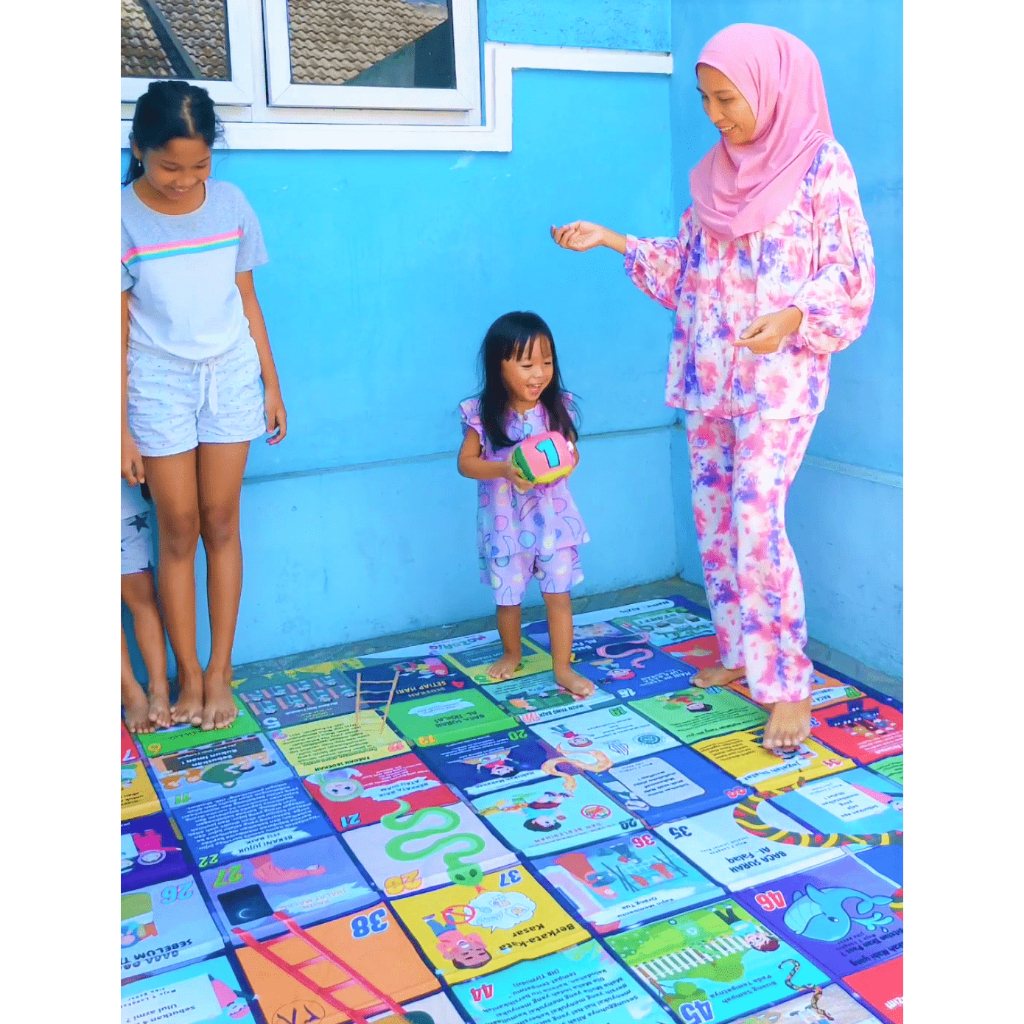 Ular Tangga  Islami MAINAN EDUKASI ANAK ULAR TANGGA JUMBO 2M BONUS BANTAL DADU FULL COLOUR MAINAN ED