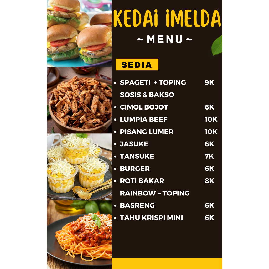 cetak dan desain daftar menu aneka usaha kuliner viral dan bisa custom desain ukuran f4 + laminating