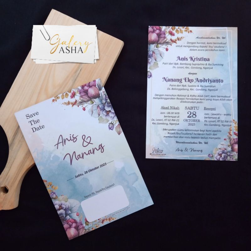 CETAK UNDANGAN PERNIKAHAN DESAIN SIMPLE ELEGAN / UNDANGAN NIKAH MURAH