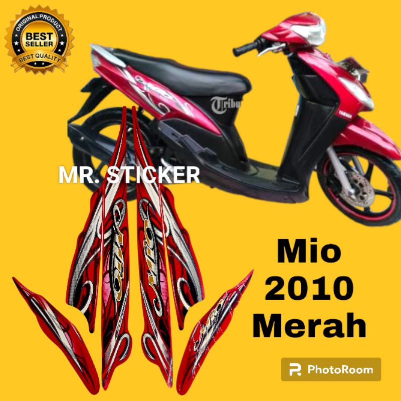 striping stiker mio 2010 merah, stiker lis body motor yamaha mio 2010 merah