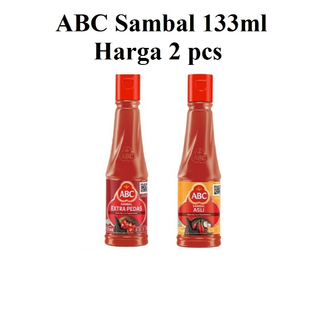 

ABC Sambal extra pedas dan sambal asli kemasan 133ml (harga 2 pcs)