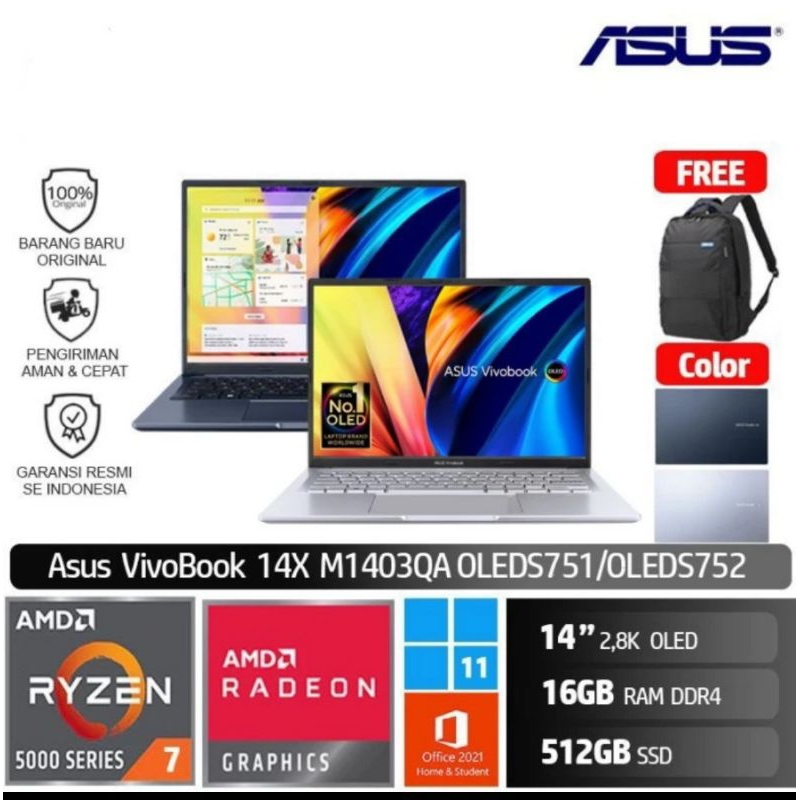 Asus Vivobook 14X M1403QA OLEDS751 Ryzen 7 5800H 16GB 512GB Win11 OHS OLED