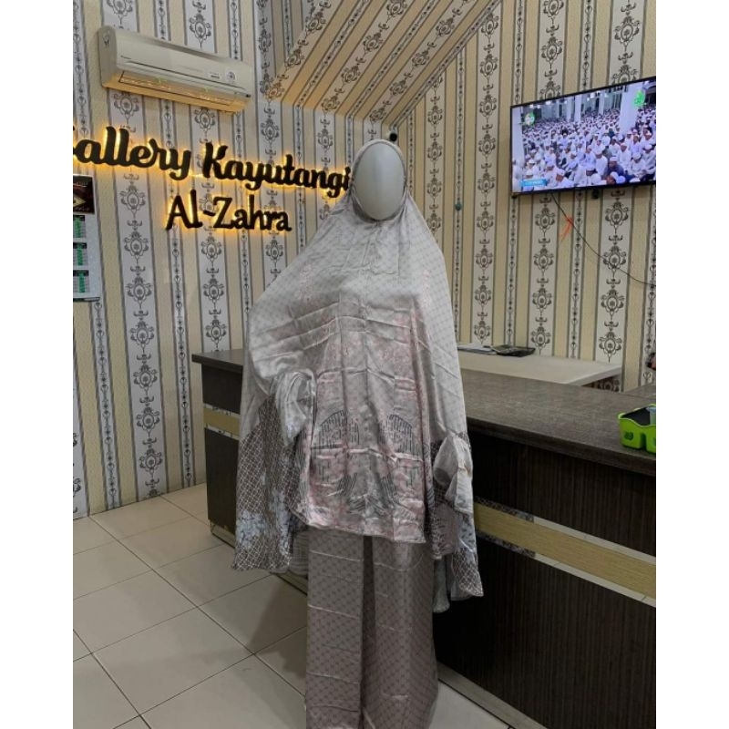 Mukena atas bawah/ AB printing Al zahra sekumpul motif bunga