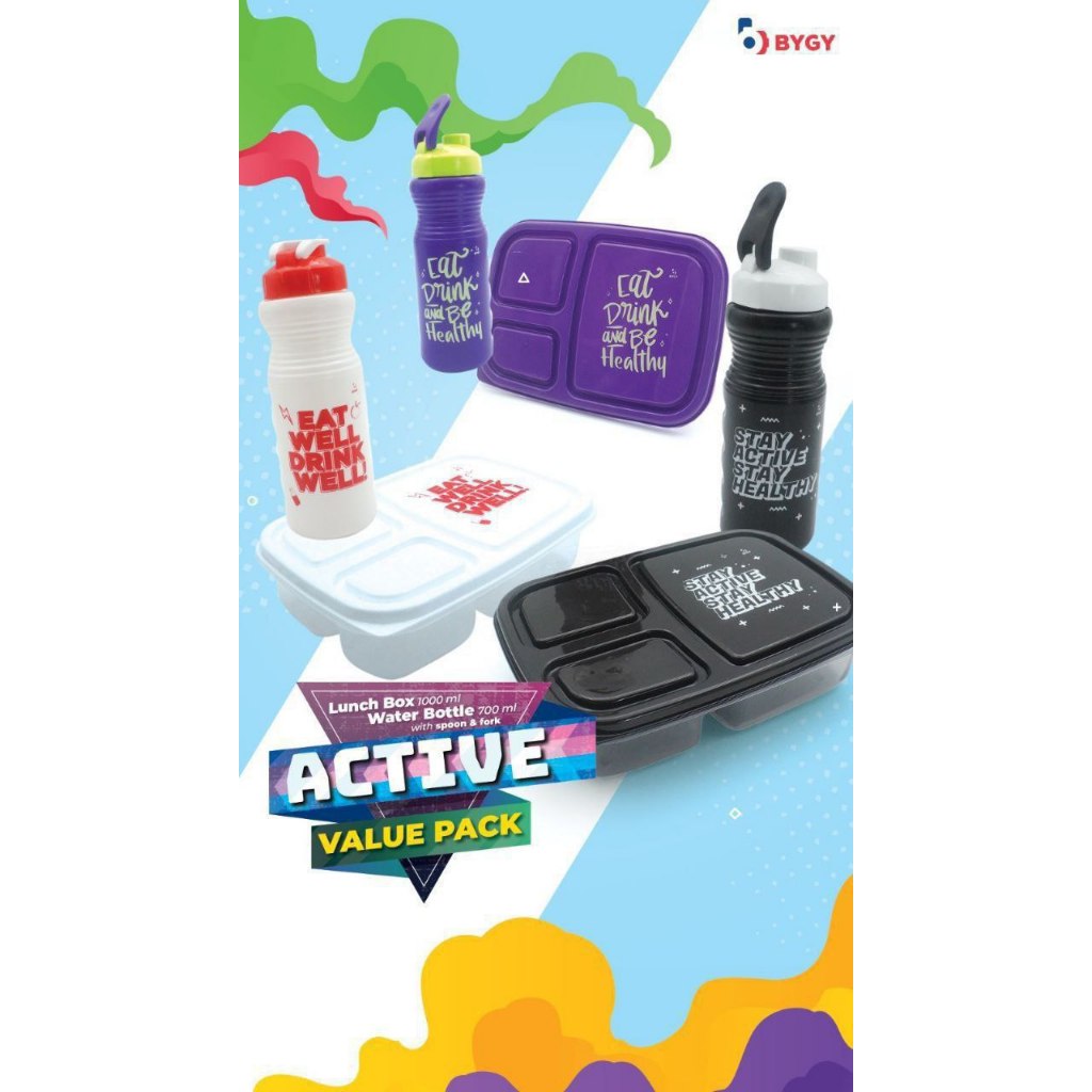 TEMPAT MAKAN SET +BOTOL MINUM ACTIVE VALUE PACK