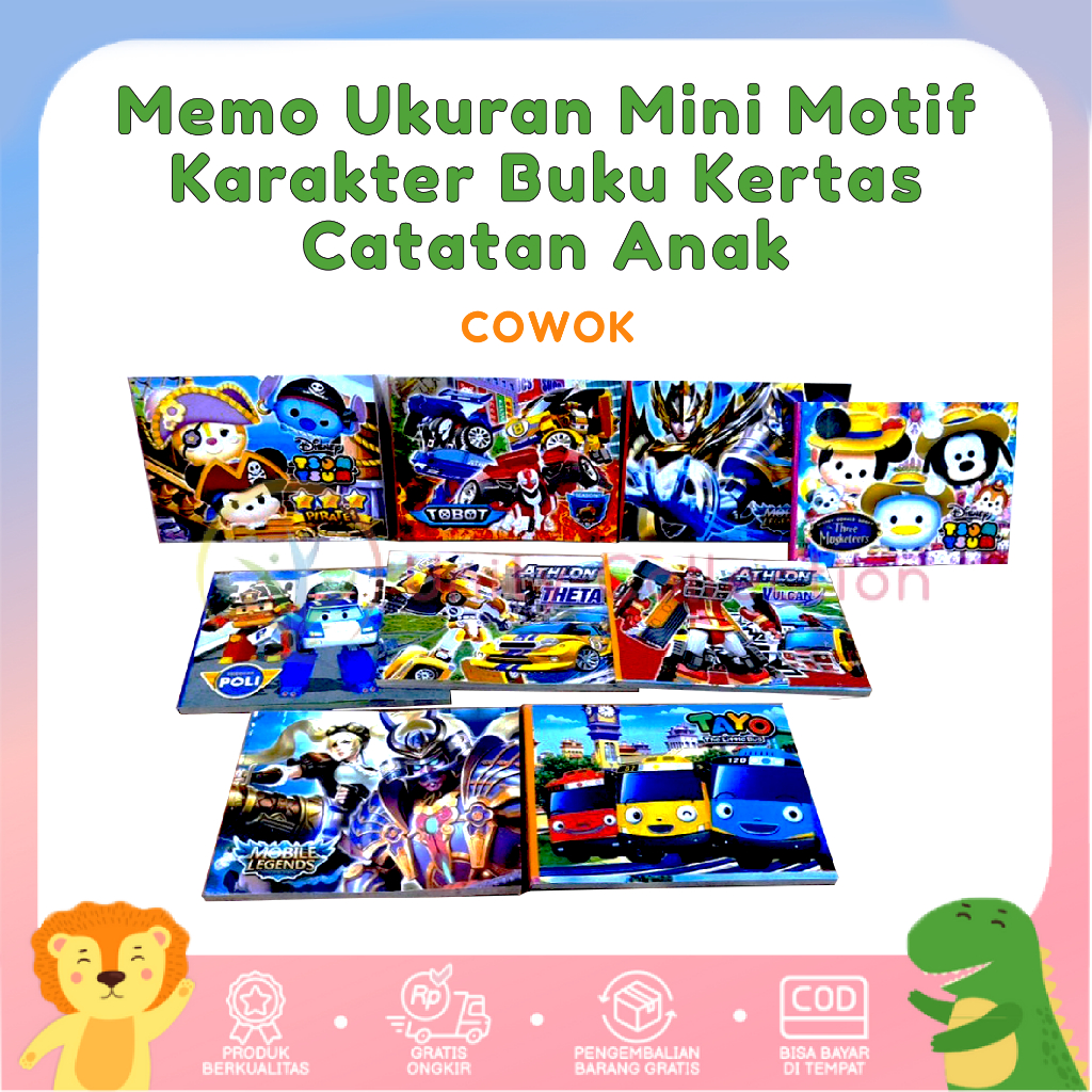 

Memo Ukuran Mini Motif Karakter Buku Kertas Catatan Anak