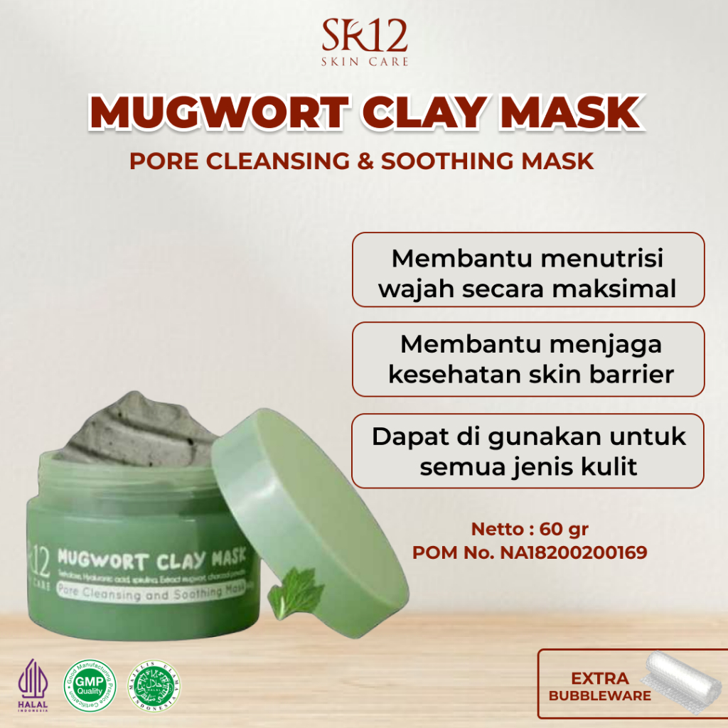 Mugwort Clay Mask SR12 Masker Wajah Jerawat Dan Kusam Bpom Viral Korea Charcoal