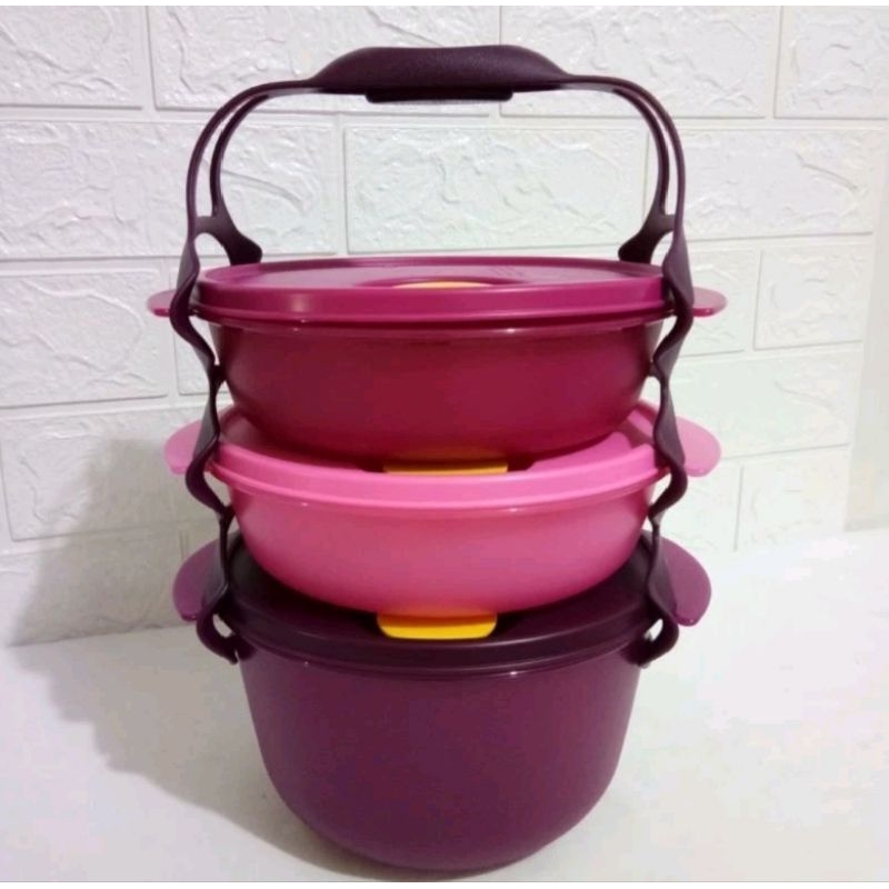 Rantang Tupperware carry All Bwol ungu 3 susun