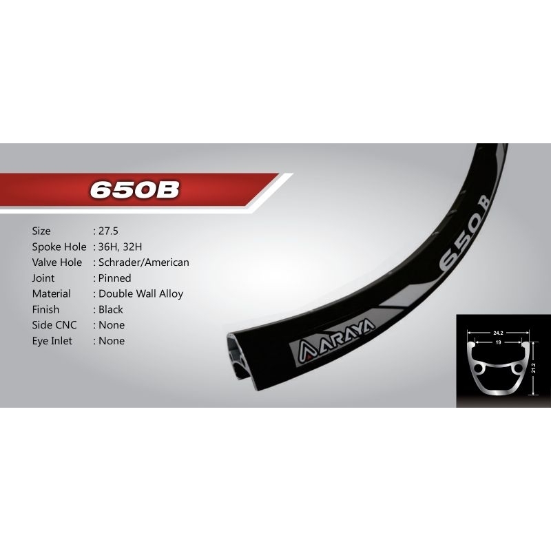 VELG SEPEDA 27,5 650B ALOY ARAYA VELG SEPEDA MTB UKURAN 27,5
