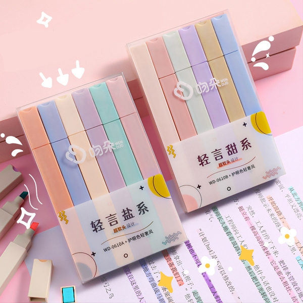 

1 set 6 pcs (6 warna) highlighter block balok kawai aesthetic warna pastel lucu HB1338