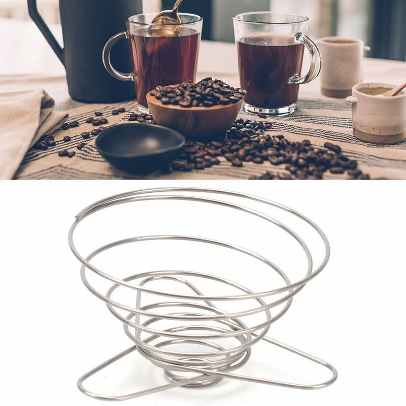 Coffee Dripper Spring Filter Folding Stainless Steel Reusable Coffee Cone Filter Portable