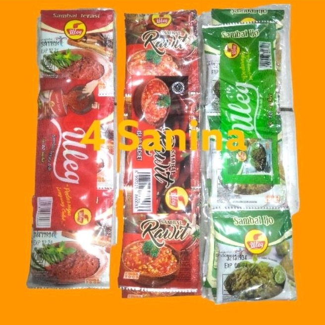 

SAMBAL ULEG FINNA / PACK ISI 10 SASHET / SAMBAL TERASI , RAWIT ,CABE IJO.