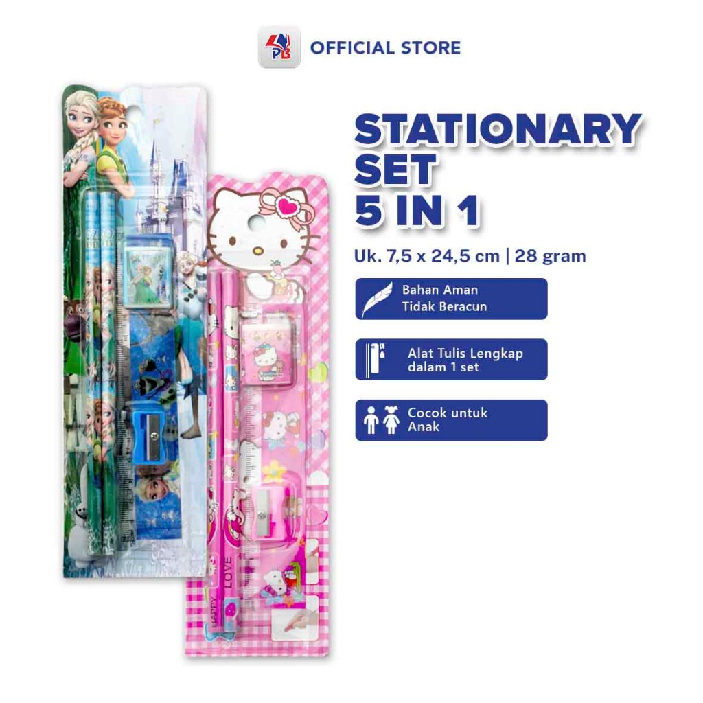 

Alat Tulis / Set Alat Tulis / Stationery Set / Alat Tulis Sekolah 5 In 1 Macam Warna dan Karakter / PB EDUKASI ANAK - PBNB