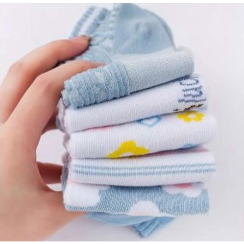 Kaos Kaki CM12 Kaos Kaki Wanita Motif Bunga Biru Fashion Korea