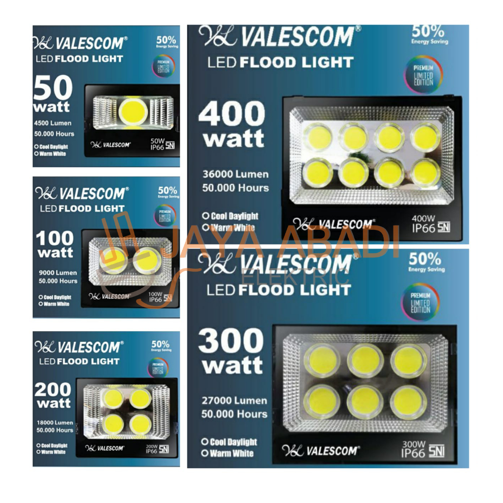 Lampu sorot Led COB 50 Watt 100 Watt 200 Watt 300 Watt 400 Watt Valescom lampu tembak cob ip66 super
