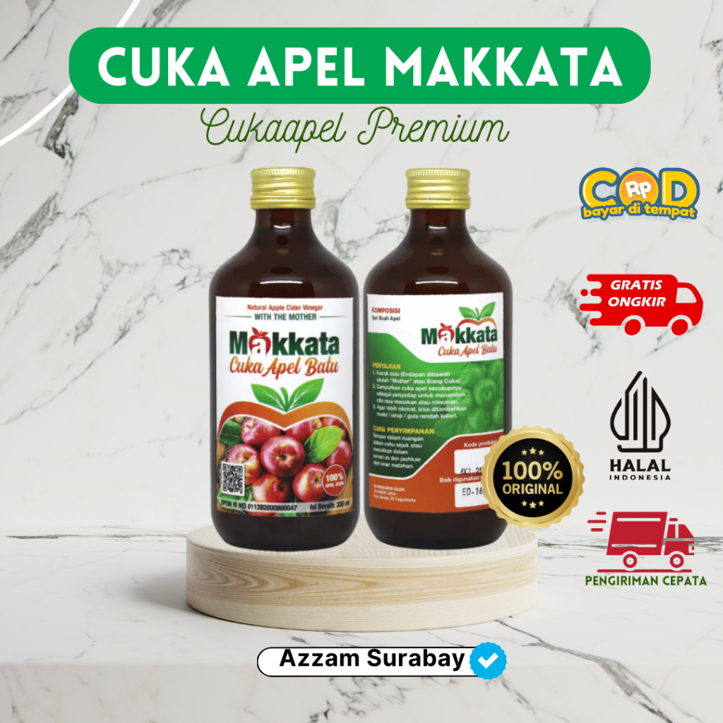 

CUKA APEL Batu Malang MAKKATA Organic Apple Cider Vinegar Original 100% APEL UTUH