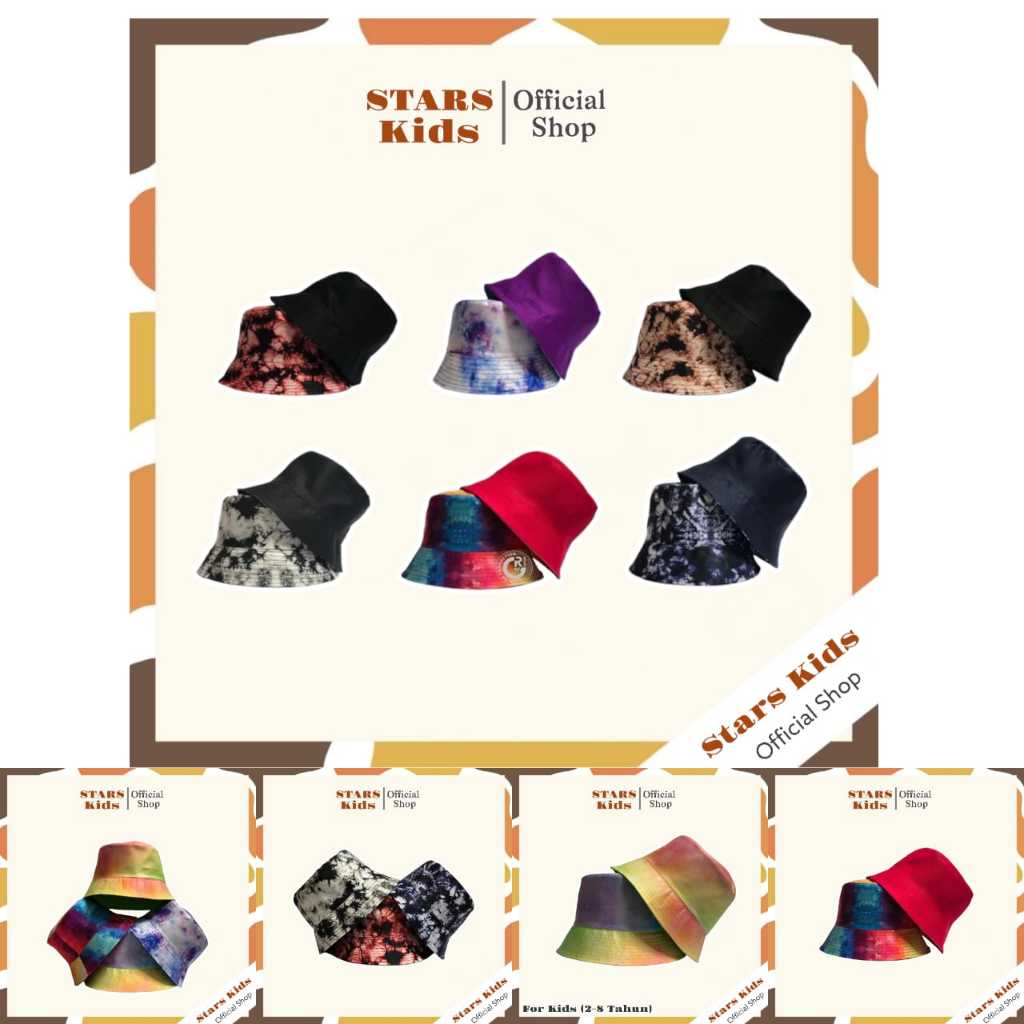 STARS KIDS - Topi Bucket Hat (COUPLE IBU & ANAK 2-8 TAHUN) Import Model Fashion Korea - Bucket Hat T