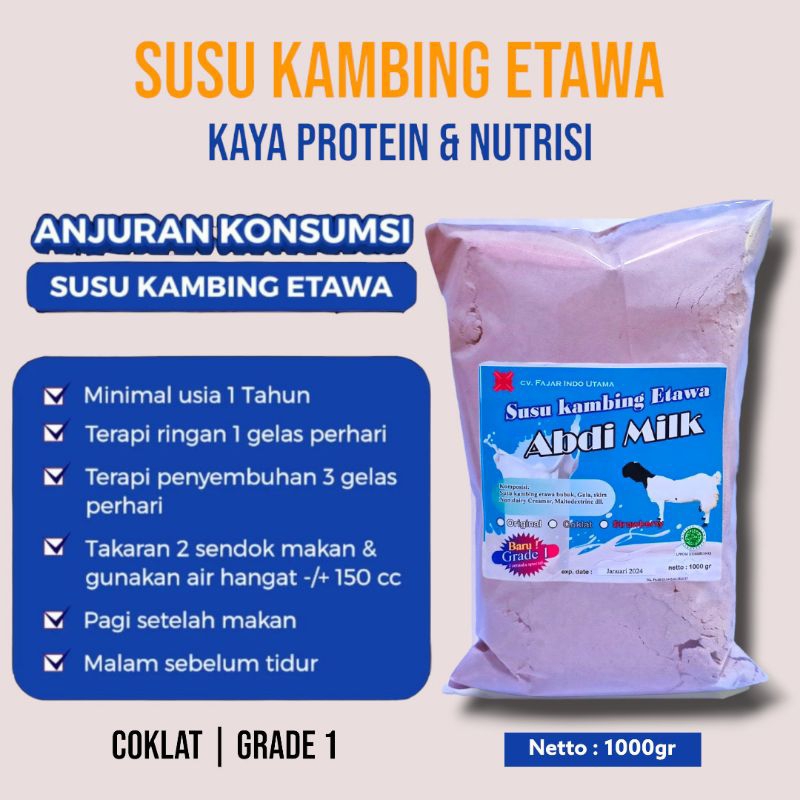 

Susu Kambing Etawa Bubuk rasa "COKLAT" grade 1