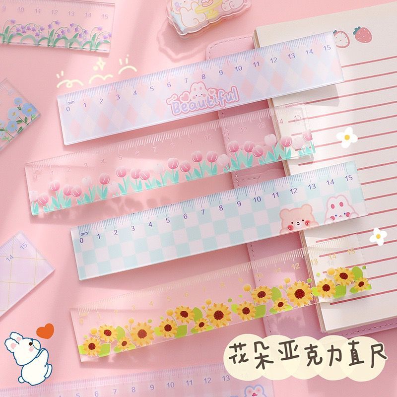 

[randomstuff] Penggaris Akrilik Motif Unik Aesthetic 15cm Bahan Tebal Lucu Flower Animal Acrylic Clear Transparan Measuring Study Ruler