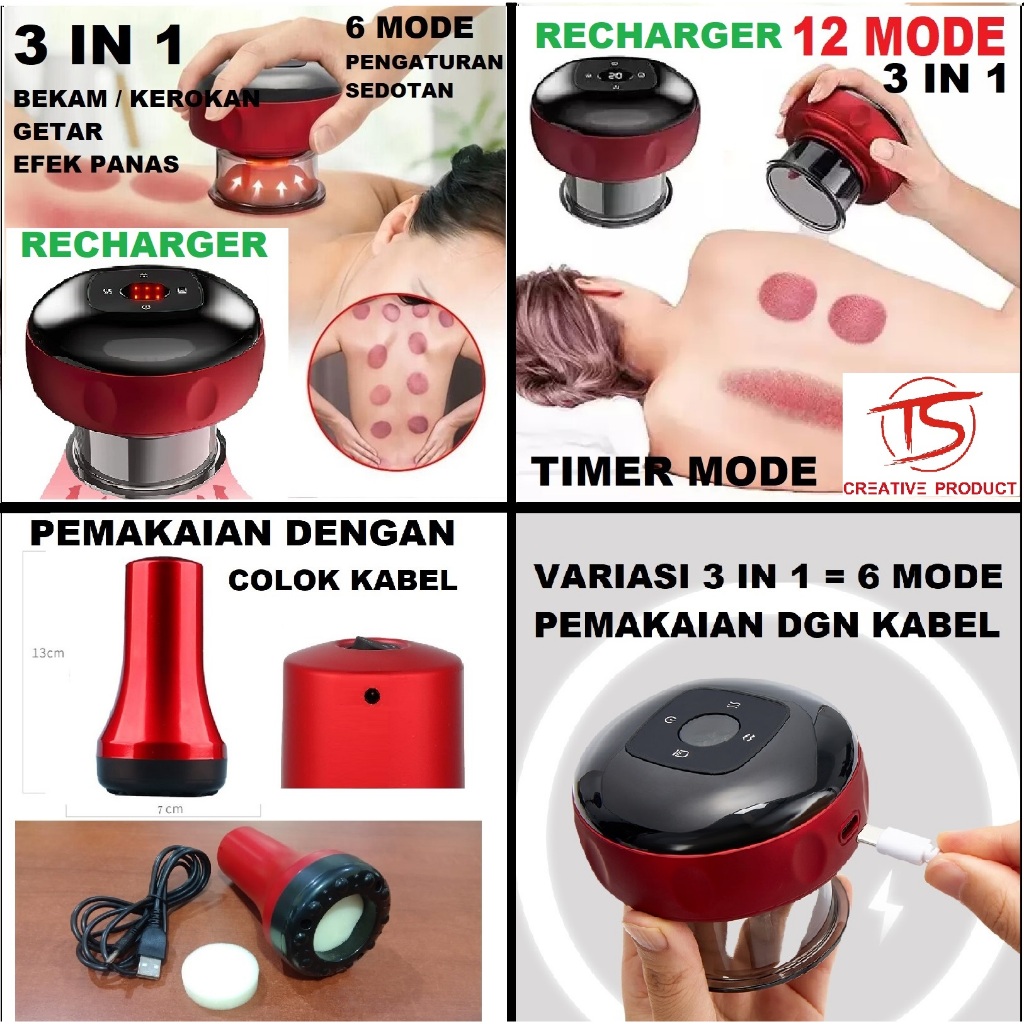 Alat pijit kop elektrik Alat kerok elektrik Bekam elektrik