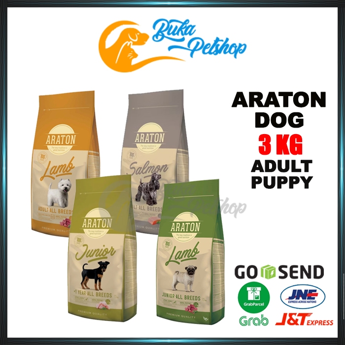 

23bagusmenshop - Araton Dog Food 3kg Makanan Anjing Premium Dry Food Rasa Lamb Salmon Chicken