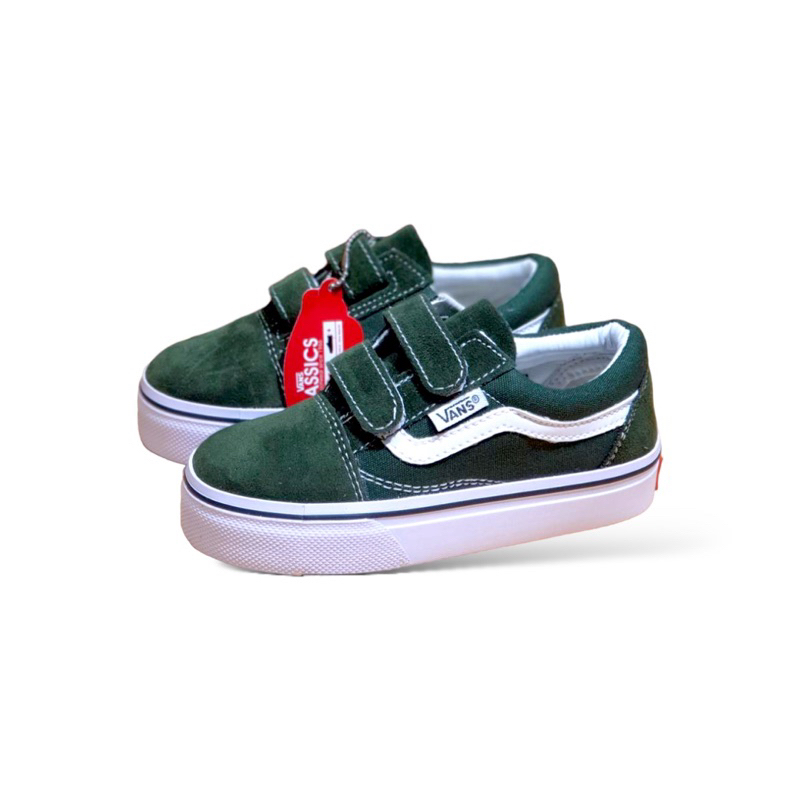 sepatu anak laki laki & sepatu anak perempuan sepatu anak vans old skool green suede - bonus kaus ka