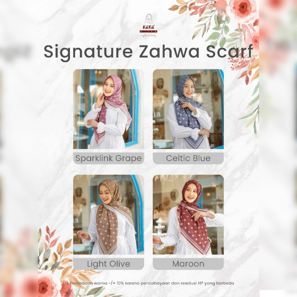 KEKE HSP HJ SIGNATURE ZAHWA SCARF BY KEKE MOTIF KEKINIAN TRENDY MATERIAL VOAL