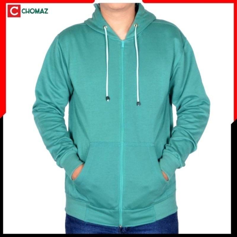 Sweater Hoodie Resleting Polos Jaket Zipper Fleece Navy Pria Wanita L XL XXL Chomaz