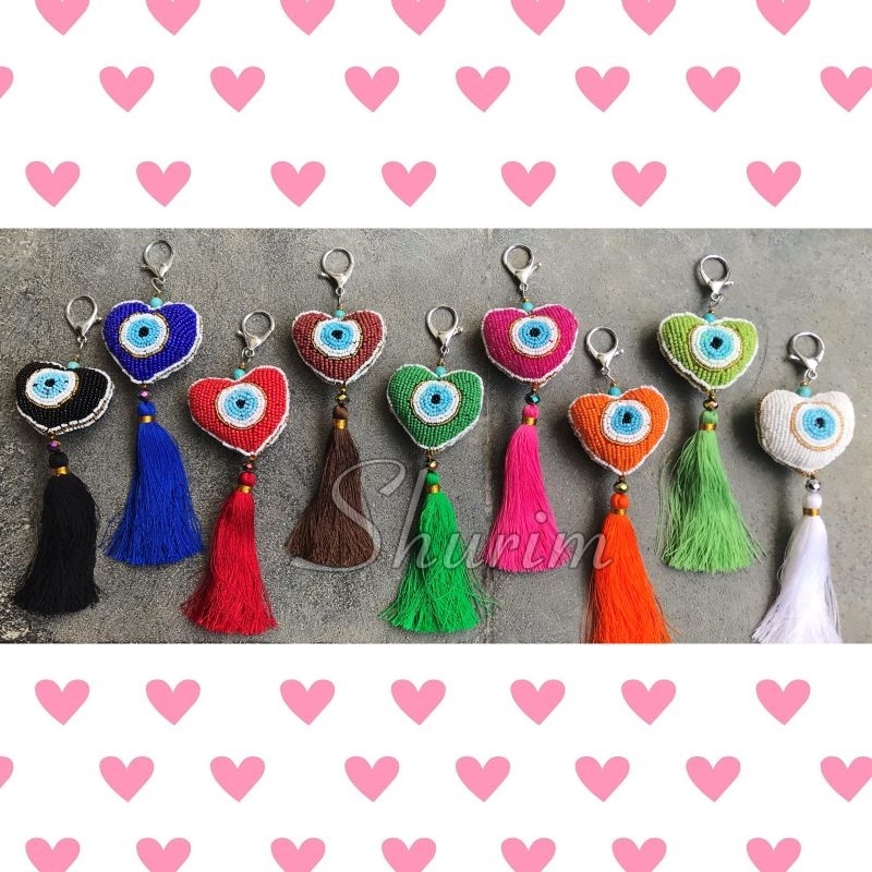 Gantungan Heart Mote Bali/bag charm/gantungan tas/ganci/gantungan kunci bali