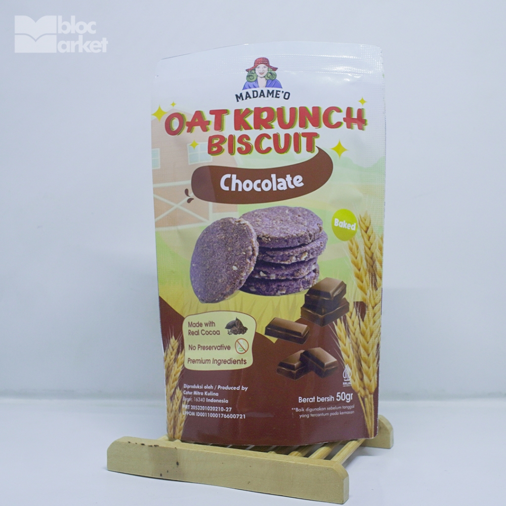 

MADAME O OAT KRUNCH BISCUIT CHOCOLATE 50GR | SNACK SEHAT