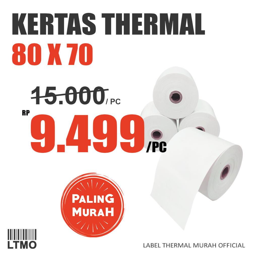 

Kertas Thermal MURAH Kasir Struk 80x70mm 80mm x 70mm
