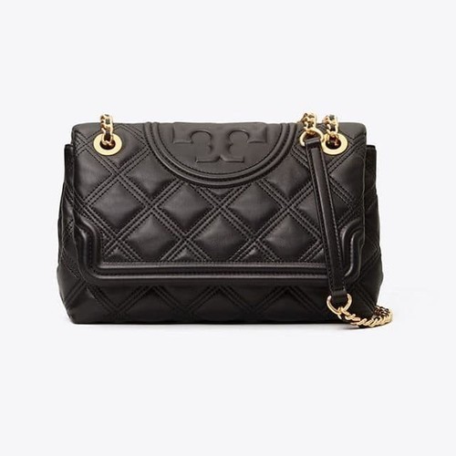 Tory Burch Soft medium Fleming Distressed Convertible Shoulder Bag hitam
