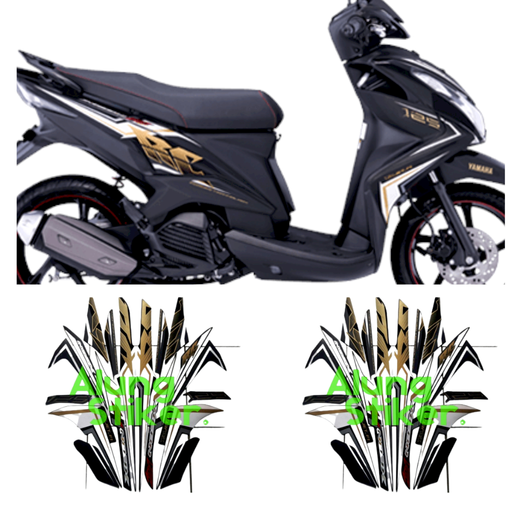 STIKER STRIPING LIS LES BODY MOTOR YAMAHA XEON RC 125 TAHUN 2014 WARNA FULL HITAM 1SET STANDAR