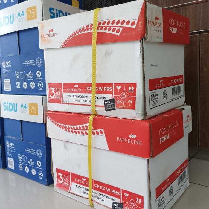 

KERTAS FAKTUR 3 PLAY PRS Continuous Form Ukuran 9,5 Inch x 11/2 Inch, 3 ply PRS / Kertas Nota