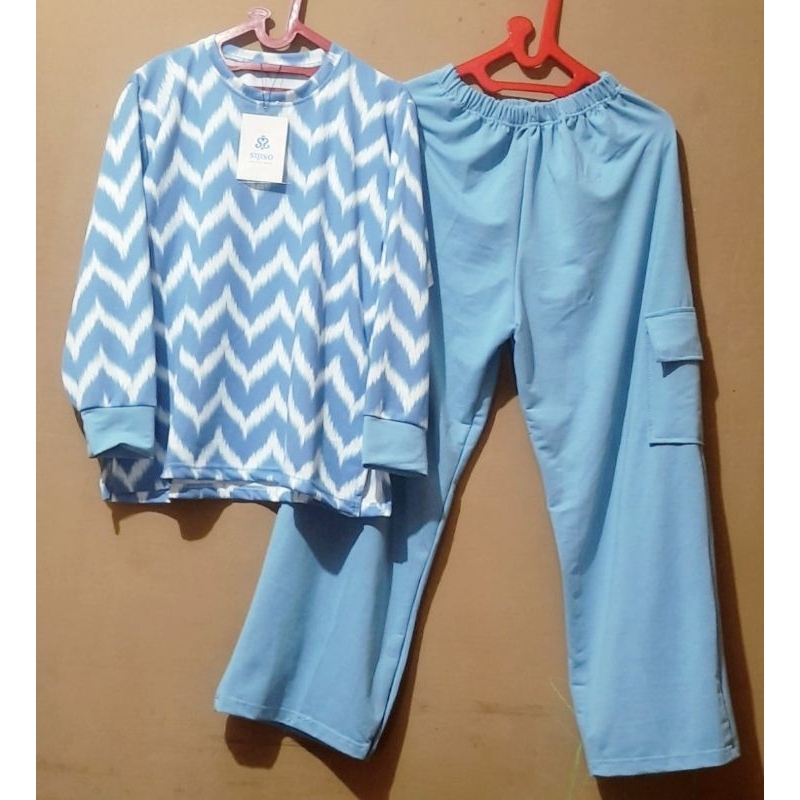 set cargo wanita import korea sijiso