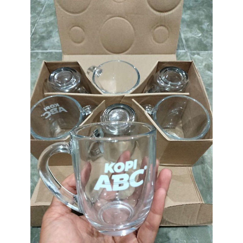 GELAS  BENING GAGANG CANTIK CAP KOPI ABC 1 lusin(2dus)