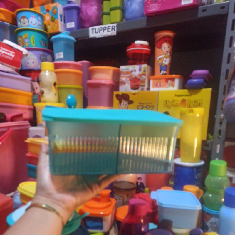 toples snack it 1.7l tupper ware marron tosca toples penyimpanan makanan