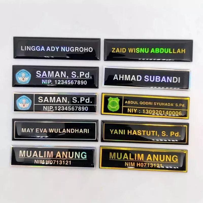 

name tag resin/namae tag hologram/papan nama magnet/papan nama peniti