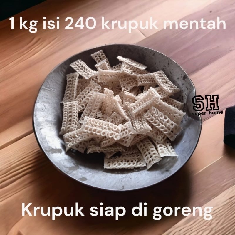 

KERUPUK MENTAH PERSEGI PANJANG ISI KRUPUK KISARAN 240 BIJI/ 1 Kg