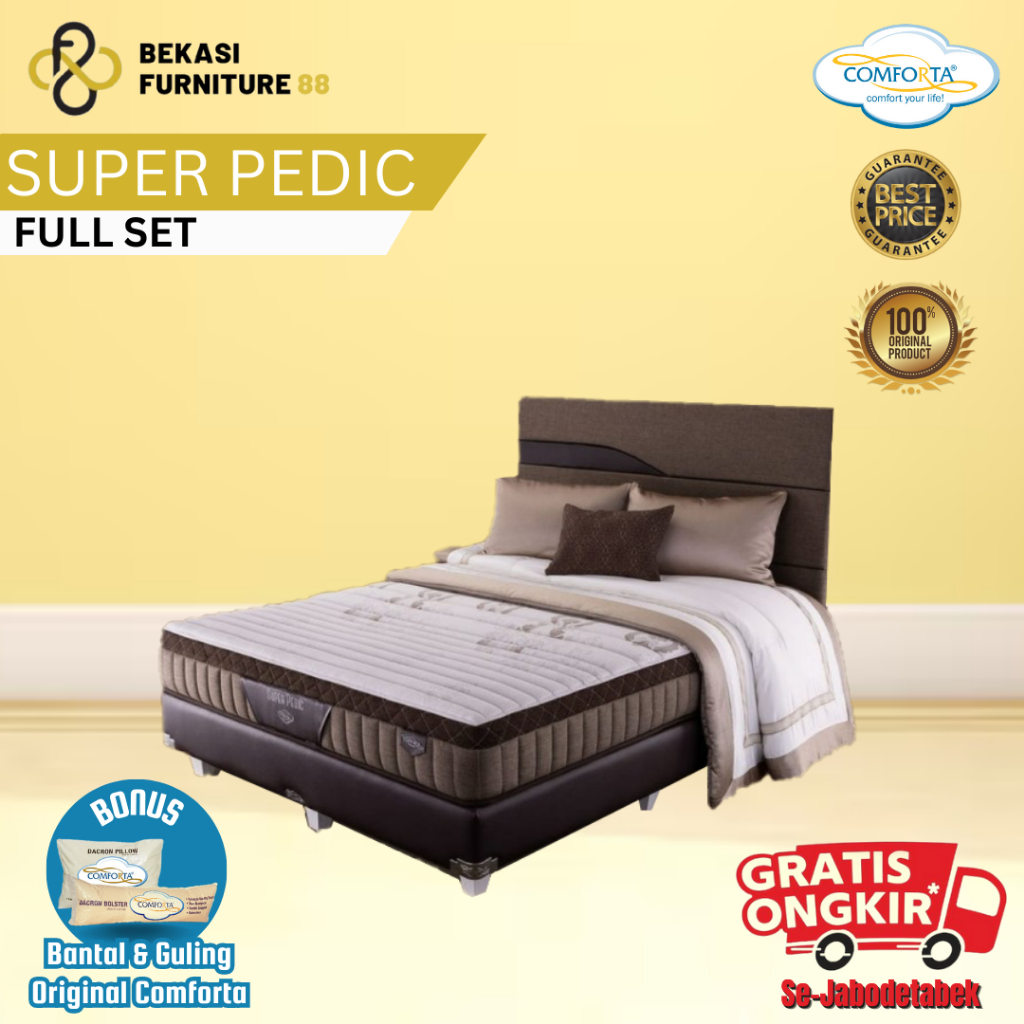 COMFORTA Kasur Springbed ( Super Pedic ) Full SET ukuran 90,100,120,160,180,200x200