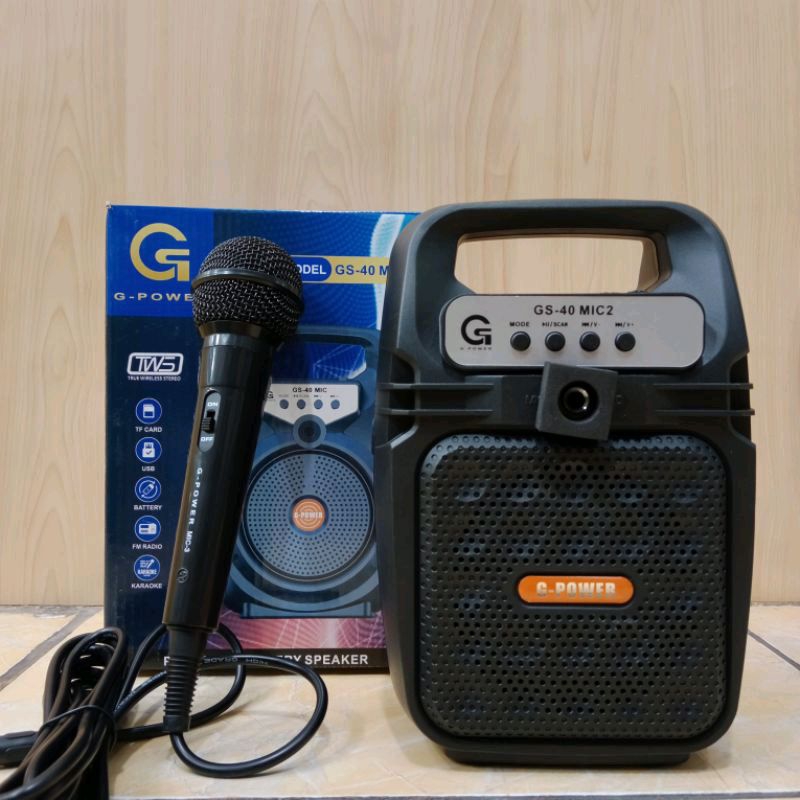 GPOWER GS-40 MIC2 SPEAKER PORTABLE BATTERY FREE MIC SPEAKER ORIGINAL